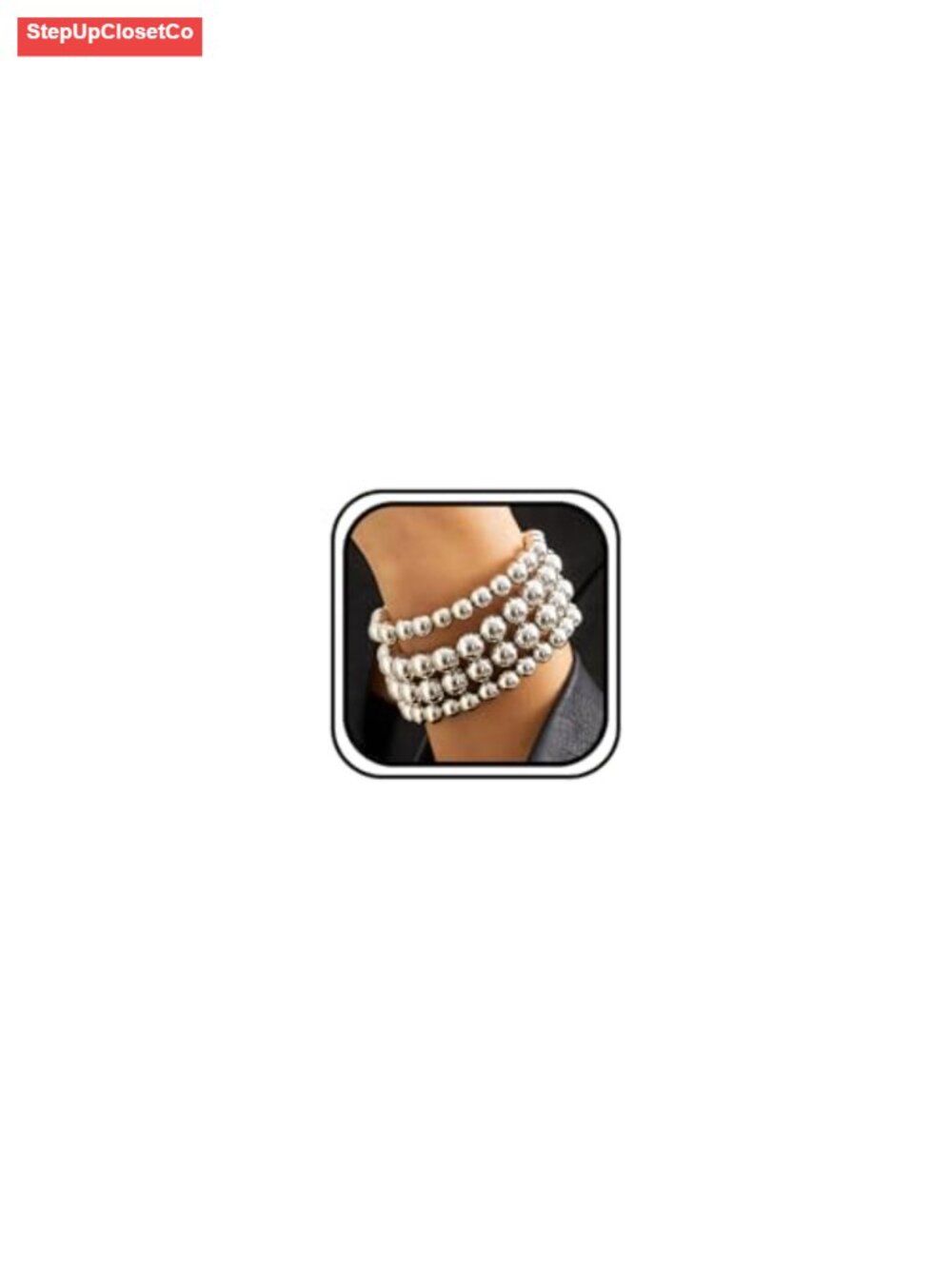 Stretch Beaded Bracelet Set Stackable High Polished Vintage Punk Jewelry